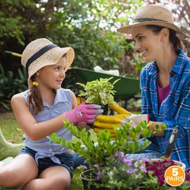 KDK 5 Pairs Kids Gardening Gloves Yard Work Gloves Children Soft Safety Rubber Coated Gloves for Toddlers Youth Girls Boys Children (9-12yr L)