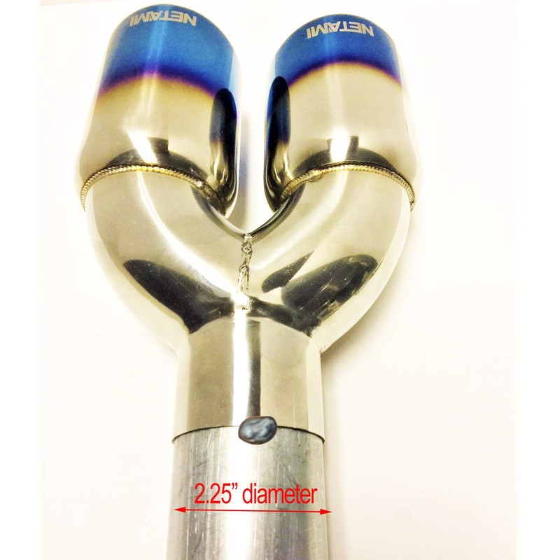 NETAMI 2.25' Inlet to 3.5" Dual Outlet Stainless Steel Exhaust
