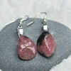 Custom Tumbled Rhodonite Stone Dangling Earrings - 1 Set