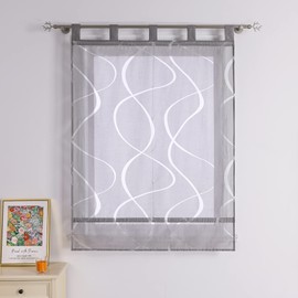 Heichkell Burnout Roman Blind with Loops Transparent Curtain Roller Blind No Drilling Loop Roller Blind Modern Grey Width 120 x 140 cm