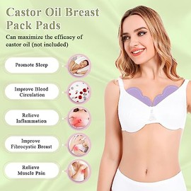 Compresas de aceite de ricino ECISZ, compresas orgánicas para el pecho, 2 unidades, compresas de aceite de ricino para quistes, compresas de aceite de