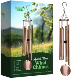 Nature’s Melody Aureole Tunes Wind Chimes – Outdoor Windchime with 6 Tubes Tuned to C Pentatonic Scale, 100% Rustproof Aluminum, Powder Finish & S Hook Hanger for Sympathy, Memorial Gift or Zen Garden