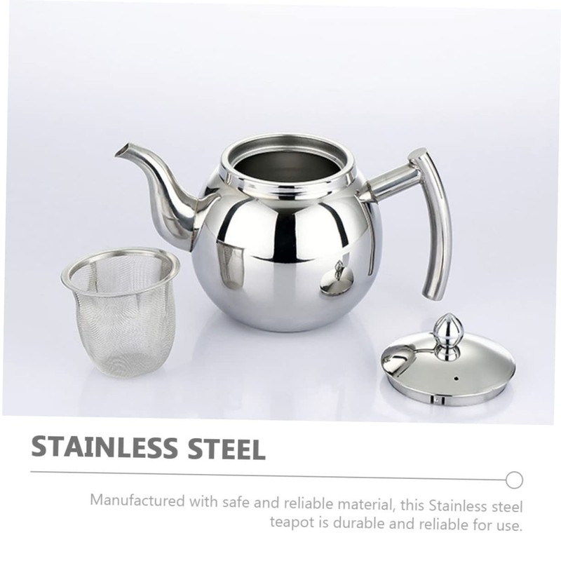 COLLBATH Stainless Steel Teapot with Strainer Compact Tea Kettle for
