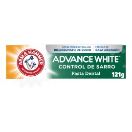 Arm & Hammer Pasta Dental Advance White 121 g. Control Sarro. Remueve Hasta 5x Más Placa Dental y Neutraliza los Ácidos de tu Boca, con Fluoruro que Protege Contra las Caries. Sabor Menta