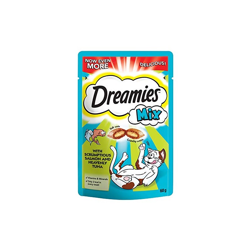 Dreamies Mix Cat Treats with Scrumptious Salmon & Heavenly Tuna,