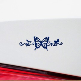 Decal Stickers of Garden Butterfly Scroll (Navy Blue) (Set of 2) Premium Waterproof Vinyl Decal Stickers for Laptop Phone Accessory Helmet Car Window Mug Tuber Cup Door Wall - ANDstic775736AB