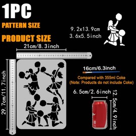 FINGERINSPIRE Painting Stencil with Cheerleader Silhouette with 1 Plastic Brush 21 x 29.7 cm Reusable Cheerleading Drawing Template Cheer Stencil for Painting on Wood, Walls, Fabrics and Furniture