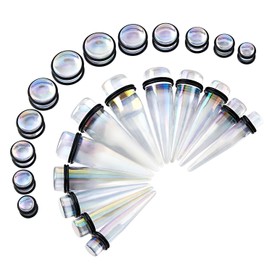 Stuppendux Clear 24PCS 00G-13/16 10mm-20mm Acrylic Big Gauges Kit Ear Stretching Tunnels Plugs Tapers Expander