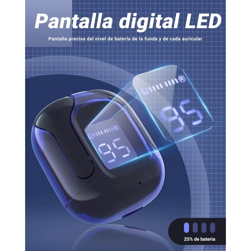 Acefast Audifonos Inalámbricos Pantalla Digital Reducción Ruido Ipx4 Color Azul