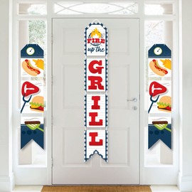Big Dot of Happiness Fire Up the Grill - Hanging Vertical Paper Door Banners - Summer BBQ Picnic Party Wall Decoration Kit - Indoor Door Decor