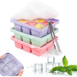 3 Piezas Bandejas Para Cubitos de Hielo,Cubitos Cuadrados de 3 * 6,Moldes de Cubitos Reutilizables,Molde De Hielo Presionado Para Liberar Todos Los Cubitos De Hielo