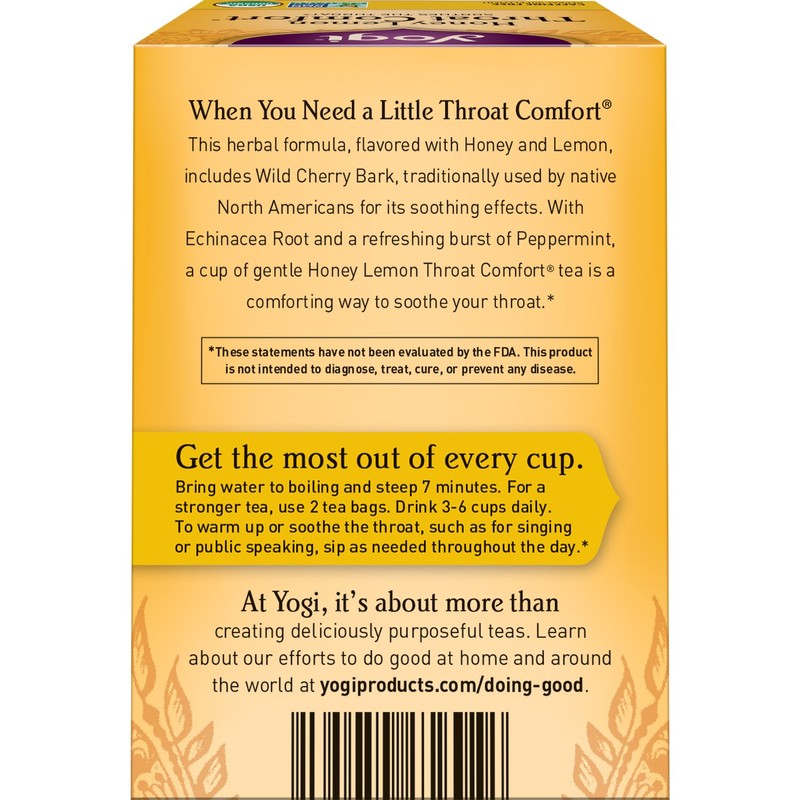 Yogi Tea - Honey Lemon Throat Comfort (4 Pack) -