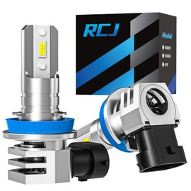 RCJ H11 Bulbs, H8/H9/H16 Fog Light 6000K Cool White with Cooling Fan, Plug-N-Play, Pack of 2