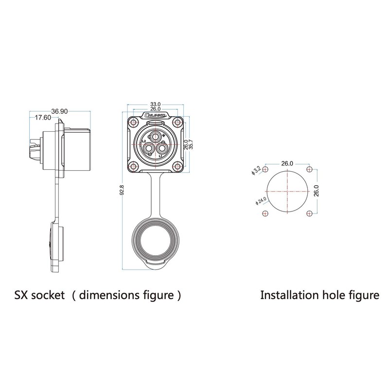 CNLINKO 4 Pin Power Industrial Circular Connector, Male Plug &