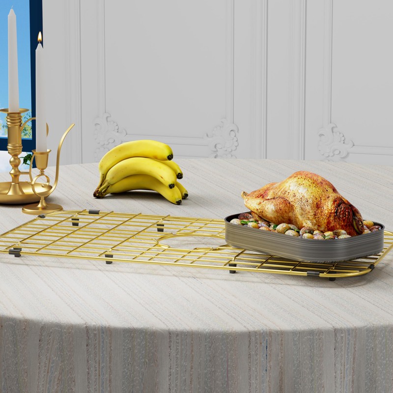 Sink Protector Sink Rack,Large Gold Kitchen Sink Grate,26" X 14"
