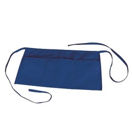 DALIX Waist Aprons Commercial Restaurant Home Bib Spun Poly Cotton Kitchen (3 Pockets) in Navy Blue 2 Pack