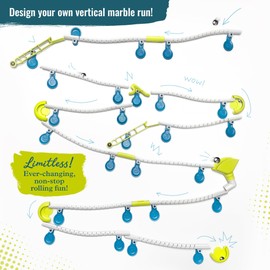 Thames & Kosmos Gecko Run Marble Run Deluxe Starter Set by Thames & Kosmos C Vertical Marble Run w/Flexible Tracks, Loop & Trampoline Tricks, Fast, No-Mess Setup, Residue-Free Nano-Adhesive Pads for Creative Play