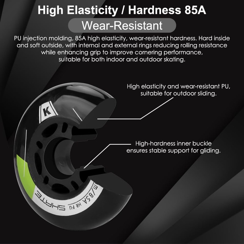 8 Pack Inline Skate Wheels 72mm 76mm 80mm Inline Replacement