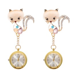 Sosoport 2pcs Women Pocket Watch Nurses Clip on Watch Nurse Pocket Watch