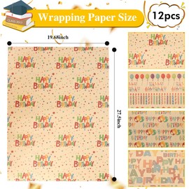 Music Wrapping Paper 12 Sheets Birthday Wrapping Paper 28x20in Folded Flat Gift Wrapping Paper 4 Style Birthday Wrapping Paper Roll Wrapping Paper Birthday Gift Wrapping Paper Birthday Gift Wrapping