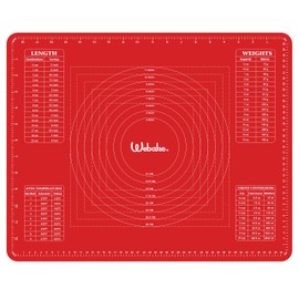webake Silikon Backmatte Silikonmatte Backen 50 x 40 cm Teigmatte Backunterlage Antihaftbeschichtet Ausrollmatte Fondant Matte für Teigrollen Arbeitsmatte, Rot