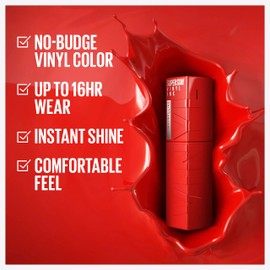 Maybelline Super Stay Vinyl Ink Longwear No-Budge Liquid Lipcolor Makeup, Highly Pigmented Color and Instant Shine, Wicked, Cool Red Lipstick, 0.14 fl oz, 1 Count