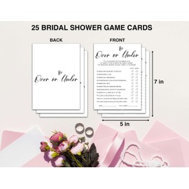 Over or Under Bridal Shower Games, Minimalist Engagement Party Game Cards, Bachelorette Party Games, Aesthetic Bridal Shower Decorations, 25 Cards(white002)