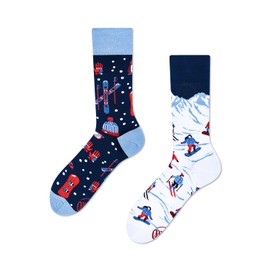 Many Mornings Unisex Alpine Ski Mismatched Socks, Multi-colour.