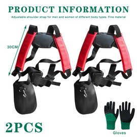 Behogan Pack of 2 Shoulder Straps for Grass Trimmer, Double Shoulder Strap, Carry Strap for Brush Cutter with a Pair of Gloves, Adjustable Grass Trimmer, Carry Strap for Brush Cutter (Orange)