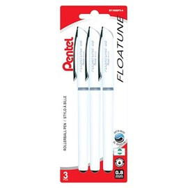 Pentel Floatune Ultra Smooth Roller Ball Pen, 0.8mm, Black Ink, 3 Pack