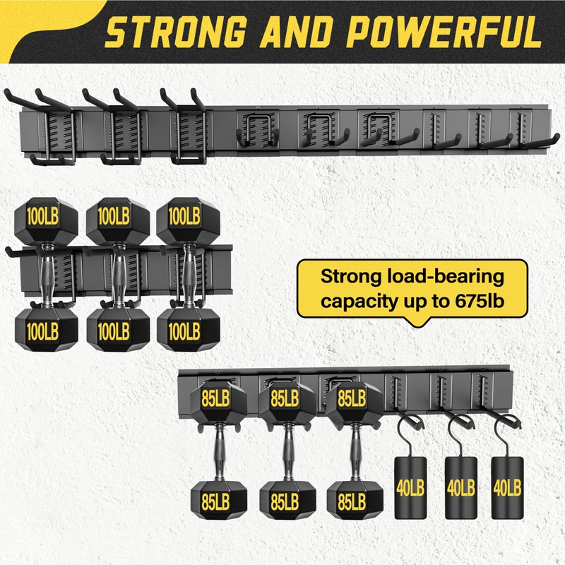 klasit Garage Wall Organizer,15Pack Carries 675 lbs,Garden Tool Organizer 48in