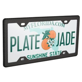 Plate Jade 100% Real 3k Twill Weave Carbon Fiber Car License Plate Frame, 4 Holes, UV Protection, Front Rear Universal Man Woman Fit USA Canada Mexico Standard Size tag Holder (Black Matte)