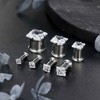Ruifan Gauges For Ears ASTM F136 Titanium Square Clear CZ