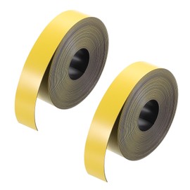 MECCANIXITY 2 Rolls Magnetic Strip with Strong 0.08 Feet x 26.25 Feet Magnetic Strip Tape,Magnetic Tape Labels for Whiteboards Refrigerator and Crafts Yellow
