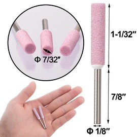 PAGOW 8 Pack Burr Grinding Stone File, 7/32" Chainsaw Sharpener, 5.5mm Polishing Grinding Bits, Stone Burr Grinding (Pink)