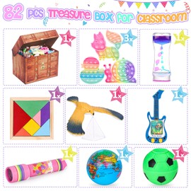 82 Pack Party Favors for Kids, Treasure Box Toys for Classroom Prizes, Fidget Toys Pack, Carnival Prizes, Pinata Filler, Goodie Bag Stuffers Birthday Party Christmas Gift for Kids age 3 4 5 6 7 8+