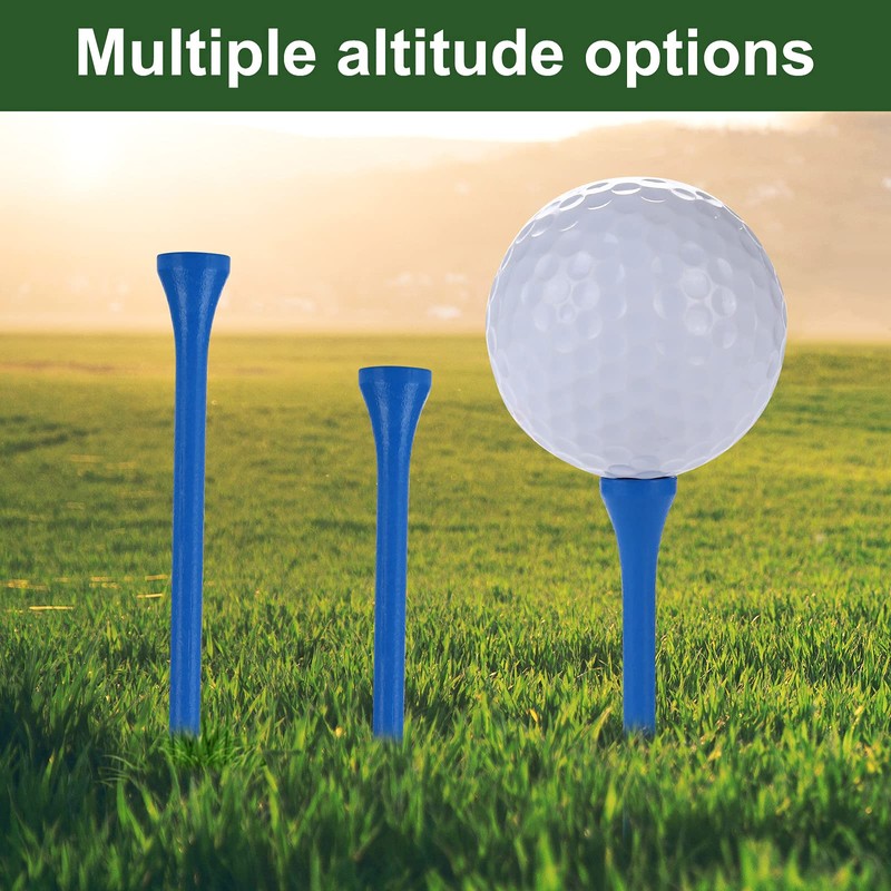 GFGL Golf Tees (Blue) Durable Bamboo Tees 100Pcs 3-1/4" Friendly