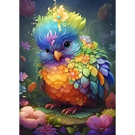 AIRDEA DIY Colourful Bird Diamond Painting Set Adults Children Animal Diamond Painting Pictures 5D Fantasy Diamond Art Flowers Diamond Painting Set Cross Embroidery Painting Kits for Home Decor 30 x