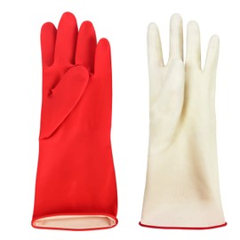 Discoball 6 Pack (3Pairs) Thicken Rubber Gloves, Non-slip, Bouncy, Reusable Cleaning Gloves, Without Pungent Smell, length 12.2IN (Red, Medium)