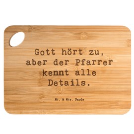 Mr. & Mrs. Panda Bambus - Schneidebrett Spruch Pfarrer Details - Geschenk, spirituelle Nähe, Trost, Schneidebrett Holz, Berufspassion, Hackbrett,