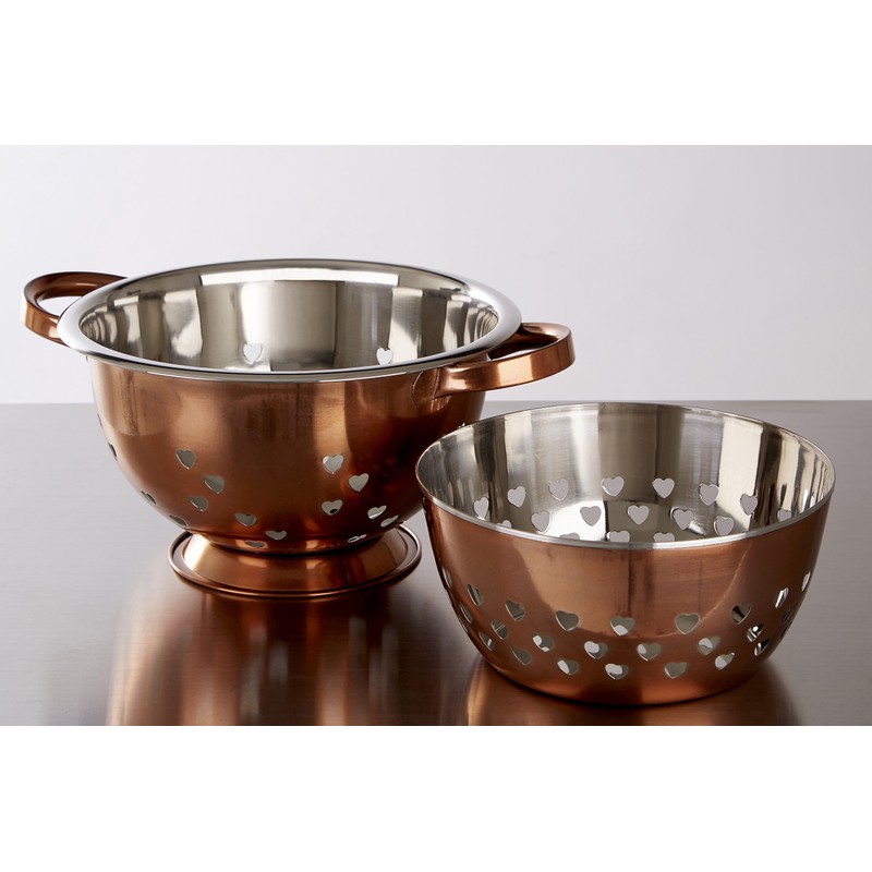 Premier Housewares Bowl with Hearts Design, Rose Gold