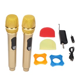 Wireless Microphone 1 for 2 LED Display Handheld Karaoke Wireless Microphone for Outdoor Home ConferenceGold