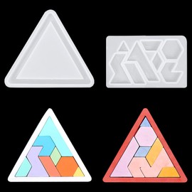 Koonafy 2Pcs Puzzle Resin Molds Silicone Triangle Resin Mold Epoxy Casting Tangram Jigsaw Mold Coaster DIY Craft Jewelry Pendant (jigsaw mold)
