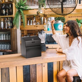 Suggestion Box with Slot and Lock & 50 Suggestion Sheets Wall Mounted Comment Ballot and Donation Box with Lock Steel Black