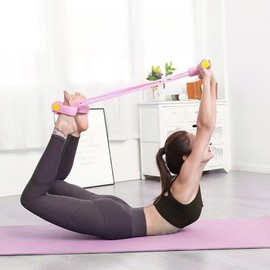 21 Fitness Resistance Bands-4 Tube Pedal Ankle Puller, 2025 New Stretching Bands for Arm and Leg Workouts, Multi-Functional Sit Up Rope for Home Gym Equipment, Fitness Beginners (Pink)