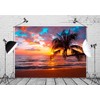CORFOTO 8x6ft Fabric Beach Palm Tree Backdrop for Photography Sunset