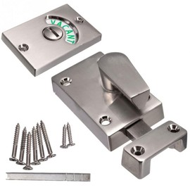 Bathroom Toilet Lock, Zinc Alloy Vacant Engaged Privacy Bolt Door Latch with Indicator for Home, Office and Changing Room - Nickel Brushed