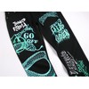 Baylvn Men's Punk Style Letter Pattern Green Snake Printed Jeans