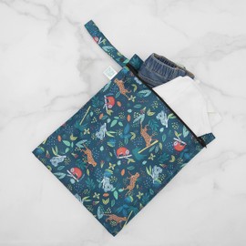 Bumkins Waterproof Wet Bag Washable Reusable for Travel, Beach, Pool, Pushchair, Nappies, Dirty Sportwear, Wet Swimsuits, Toiletries, 12 x 14 Inch - Jungle