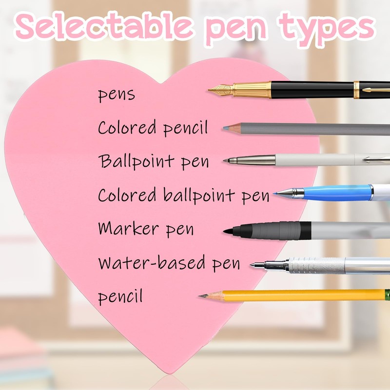 150 Sheets Waterproof Heart Sticky Notes 2.8'' Heart Shaped Transparent